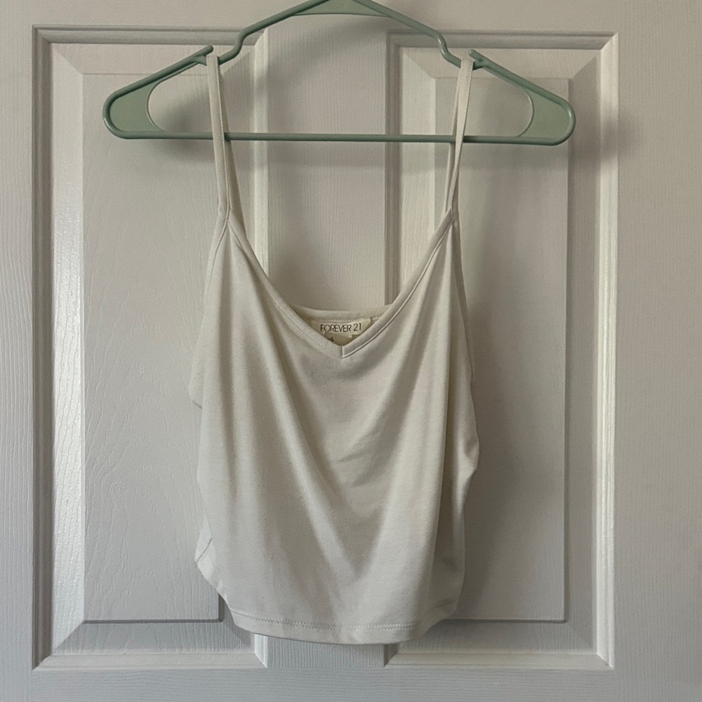 Forever 21 Cream Cropped Camisole Top (L)